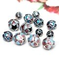 wholesale S925 Sterling Silver Thai Silver Enamel Fired Blue Lotus Bead Cloisonné Enamel Spacer Beads DIY Cinnabar Bracelet Accessories-0-2