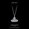 925 Sterling Silver Saturn Necklace, New Sweet Niche Luxury Minimalist Design, Sweet & Cool Style Ins Choker with Moissanite-0-5