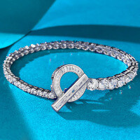 wholesale S925 Silver New Style OT Full Diamond Bracelet with Asymmetric Setting and Round Diamonds, Exquisite and High-End Live Stream Drop Shipping-B107 OT bracelet 19cm