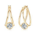 Sterling Silver Double-Layer Earrings with Moissanite, Minimalist Design for Women-0-5