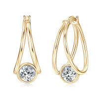 Sterling Silver Double-Layer Earrings with Moissanite, Minimalist Design for Women.-【Brilliant】-K Gold  925 Silver