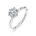 wholesale 18K White Gold-Plated Silver D Color Moissanite Vine Twist Six-Prong Solitaire Engagement Ring with Accent Diamonds-0-4