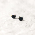 wholesale S925 Sterling Silver Small and Minimalist Black Ceramic Personality Ear Studs for Women, Fashionable Japanese Trendy Ear Accessories M01504-0-0