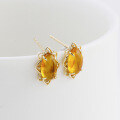 wholesale Wholesale jewelry manufacturer, pure silver gold-plated lightweight luxury fashion commuting earrings, small synthetic amber earrings-0-2