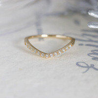 wholesale Metal: Sterling Silver Gold Plated Dunli Japanese Minimalist V-Shape Zirconia Row Ring Stackable and Layering Personalized Luxury Jewelry Gift for Women-V-Shaped Sterling Silver Ring Size 12 Hong Kong