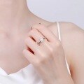 wholesale S925 Sterling Silver Moissanite Princess Cut Square Shaped Minimalist Small Opening Ring for Women Girlfriend Birthday Gift-0-3