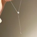wholesale S925 Sterling Silver Ruiqiu Waterdrop Y-Necklace, Small and Chic Design, Light Luxury, Versatile for Ladies, Slim Waist Chain with Tassels-0-4