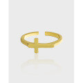 wholesale S925 Sterling Silver 2088 Korean Version Ins Minimalist Versatile Cross Smooth Surface Open-Ended Thin Ring for Women-0-0