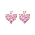 wholesale Metal material, Korean-style dazzling romantic heart earrings, luxurious design, elegant and simple, versatile peach heart, viral earrings-0-4