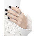 wholesale S925 Sterling Silver Niche Design Minimalist Style Irregular Wave Line Diamond-Inlaid Open Ring-0-2