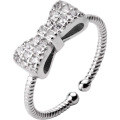 wholesale S925 silver bow knot diamond ring open-ended pinky ring for women J0546-0-4