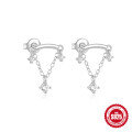 wholesale S925 Sterling Silver Four-Pointed Star Octagonal Star Diamond Accent Women's Earrings with Teardrop Pearl-0-6