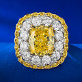 wholesale 925 Silver Women's Ring with Mu Jing Jewelry Luxury Setting Design Imported High Carbon Diamond, 10*12mm Yellow Diamond Ice Flower Cut-0-1