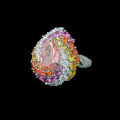 wholesale 925 Silver Gold-Plated Ring High Carbon Diamond Heraijia Pink Blue Sapphire Teardrop Candy Exquisite Versatile Women's Ring-0-3