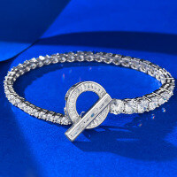 wholesale S925 Sterling Silver OT Full Diamond Bracelet with Asymmetric Setting and Exquisite Round Diamonds for an Elegant Look-B107 OT bracelet 17cm