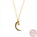 wholesale S925 Sterling Silver January to December Birthstone Diamond Star and Moon Necklace, Elegant and CreativeHot-Selling Collarbone Chain-0-5