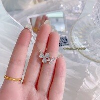 wholesale S925 Sterling Silver Early Spring Lucky Clover Flower Diamond Inlaid Necklace Fashion High-End Sense Light Luxury Valentine's Day Collarbone Chain-Trefoil Necklace 925 Silver