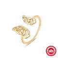wholesale S925 Sterling Silver Adjustable Open Butterfly Ring, Creative Hollow-Out Design for Women-0-0