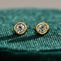 18K Gold-Plated S925 Silver Earrings with Moissanite for Women-0.1ct (set with moissanite)  925 silver