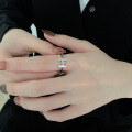 wholesale S925 Sterling Silver Double Layer H Letter Ring Simple Internet Famous Ins Korean Style Elegant Ring for Women-0-2