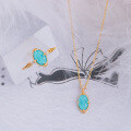 wholesale S925 Sterling Silver Inlaid with Turquoise and White Crystal Pendant, Retro Elegant Style, Factory Wholesale-0-2