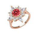 wholesale 18K Gold & S925 Sterling Silver Flower Ring Fashionable and Sophisticated 1 Carat Moissanite Diamond Ring-0-17
