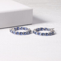 wholesale S925 Sterling Silver Cultivate Ruby Unique Personality Zircon Earrings European and American Style Internet Celebrity Hoop Earrings-Laboratory Sapphire Earrings 925 Silver