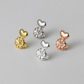wholesale Metal material s925 silver flower heart earring auxiliary anti-fall anti-droop ear stopper TV heart-shaped support earrings T0009-0-1