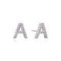 wholesale S925 Sterling Silver 26 Alphabet Letter Diamond Stud Earrings, Minimalist Korean Japanese Style Small Niche Dangle Earrings for Women-0-4