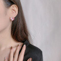 wholesale Metal material, Korean-style dazzling romantic heart earrings, luxurious design, elegant and simple, versatile peach heart, viral earrings-0-3