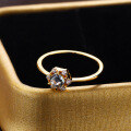 wholesale S925 Silver Plated 14K Gold Geometric Aquamarine Zircon Ring, Exquisite and Delicate, in a Niche Soft Style-0-2