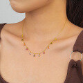 wholesale 925 Sterling Silver Colored Gemstone Necklace, Women's Small Cross-border Retro Ins Tassel Drop Zircon Choker Collarbone Chain-0-2