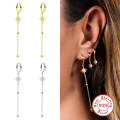 wholesale S925 Sterling Silver Fashion Tassel Starlight Earrings with Inlaid Crystals-0-2