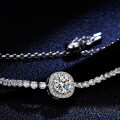 925 Silver Moissanite Square Chain Bracelet, Women's Minimalist Style-0-1