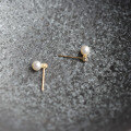 wholesale 9K Gold Small Drilled Pearl Pure Freshwater Pearl Exquisite Japanese-style Mini Stud Earrings-0-1