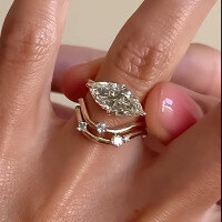 wholesale S925 Sterling Silver New European and American Fashion Luxury Ins Style Matching 6*12mm Marquise High-Carbon Diamond Ring Band-R1196 Horse Eye Three-Piece Ring Set Size 7