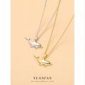 wholesale S925 Sterling Silver Distant Zen Minimalist Dolphin Necklace for Women,。-0-0
