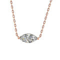 PT950 Plated S925 Silver Marquise Moissanite Necklace-0-6