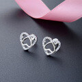 wholesale S925 Sterling Silver Micro-Inlaid Colorful Zircon Heart Stud Earrings for Women, Small Niche Design Heart-Shaped Ear Accessories Cross-Border New Arrival-0-1