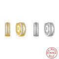 wholesale S925 Sterling Silver Double Row Diamond-Studded Polished Hoop Earrings, Hot-Selling Trendy Women's Ear Jewelry-0-4