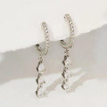 wholesale S925 Sterling Silver Teardrop Zirconia Tassel Earrings Gentle and Elegant Advanced Design Hoop Earrings-0-1