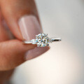 S925 Sterling Silver Light Luxury Cross-Border Moissanite 1 Carat Four-Prong Ring for Women-0-2