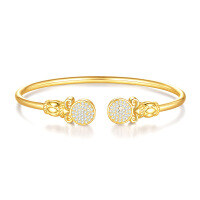 wholesale Metal material minimalist and elegant openable adjustable bracelet, luxury and unique design niche hand accessory source factory-Silver with zircon platinum