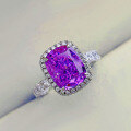 wholesale S925 silver new purple high-carbon diamond 8*10 radiant ring luxury-set women's ring-0-1