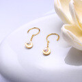 wholesale S925 Silver AHKA* 20 New Moon Pearl Crescent Dangling Tassel Earrings, Fashionable OL Minimalist Hypoallergenic-0-3