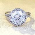 wholesale S925 Silver 3-Carat High-Carbon Diamond Ring with Bow Divided Gold Prong Setting, Elegant and Fashionable-0-0