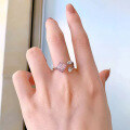 wholesale 925 Silver ZHUO ZHI FAN Jewelry New 7*7 Radiant Pink Diamond Open Ring for Women,-0-3
