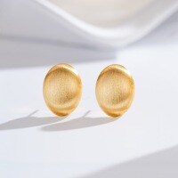 24K Gold-Plated Silver Needle Hand-Filigree Retro Vintage Ins Style Minimalist Earring Wholesale-Oval-ED218-T