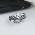 wholesale S925 Sterling Silver Multi-layer Four-leaf Clover Letter Smile Ring Internet Popular Style Hot Selling Trendy and Versatile Band-0-0