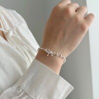 wholesale Metal: 925 Sterling Silver Cross-border European and American women's fairy-style designercrystal bracelet with bow silver hand accessory-DY150399-SS-TM 925 silver